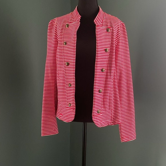 Tommy Hilfiger Red and White Striped military cut Jacket m - Picture 3 of 6